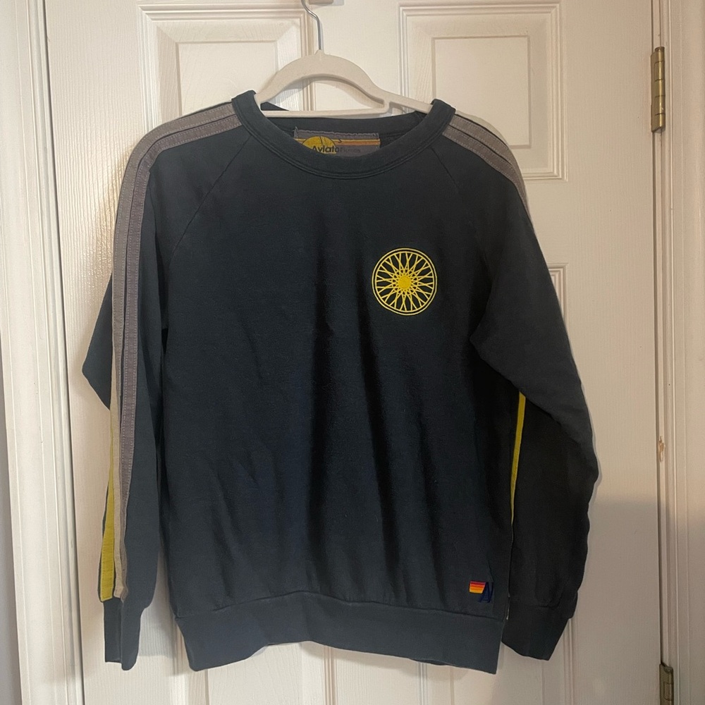 Aviator Nation Black and Yellow Crewneck Sweater